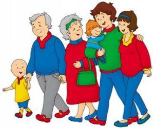 Puzzle Caillou περπάτημα με την οικογένειά του